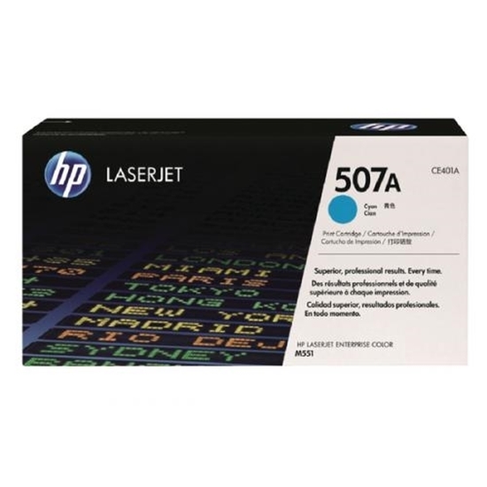 Picture of HP #507A Colour Laserjet  M551N Cyan  toner