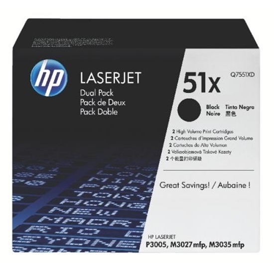 Picture of HP #51XD Dual Pack LaserJet P3005 Toner