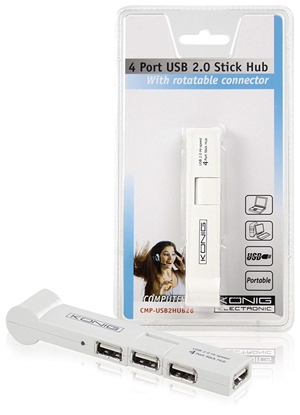 Picture of Konig  4-Port USB 2.0 Stick Hub White