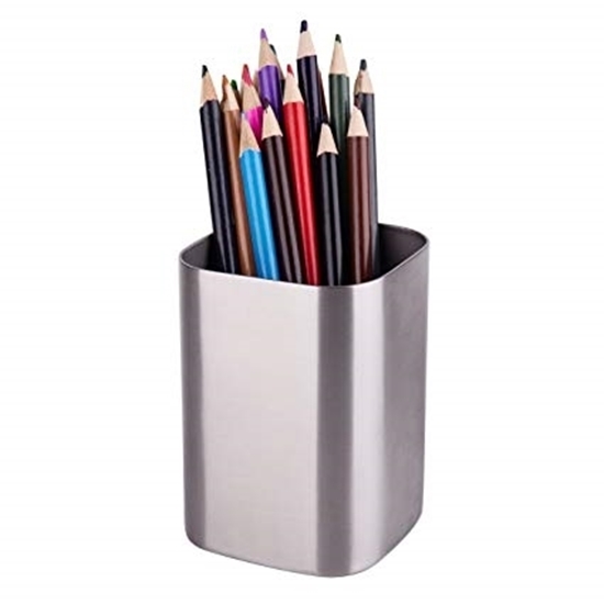 Picture of Metal Pencil Cup Square Silver