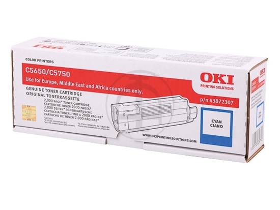 Picture of OKI C 5650/ C 5750 Cyan Toner 2000 Pages