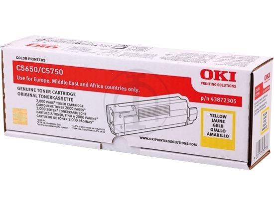 Picture of OKI C 5650/ C 5750 Yellow Toner 2000 Pages