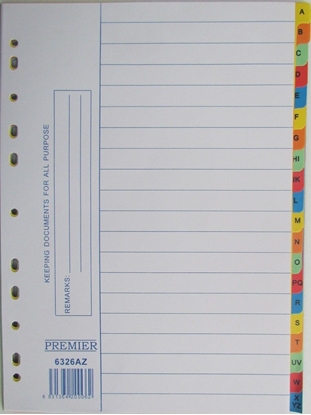 Picture of PREMIER Paper Index A-Z Col A4