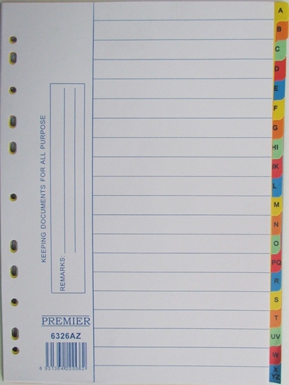 Picture of PREMIER Paper Index A-Z Col A4